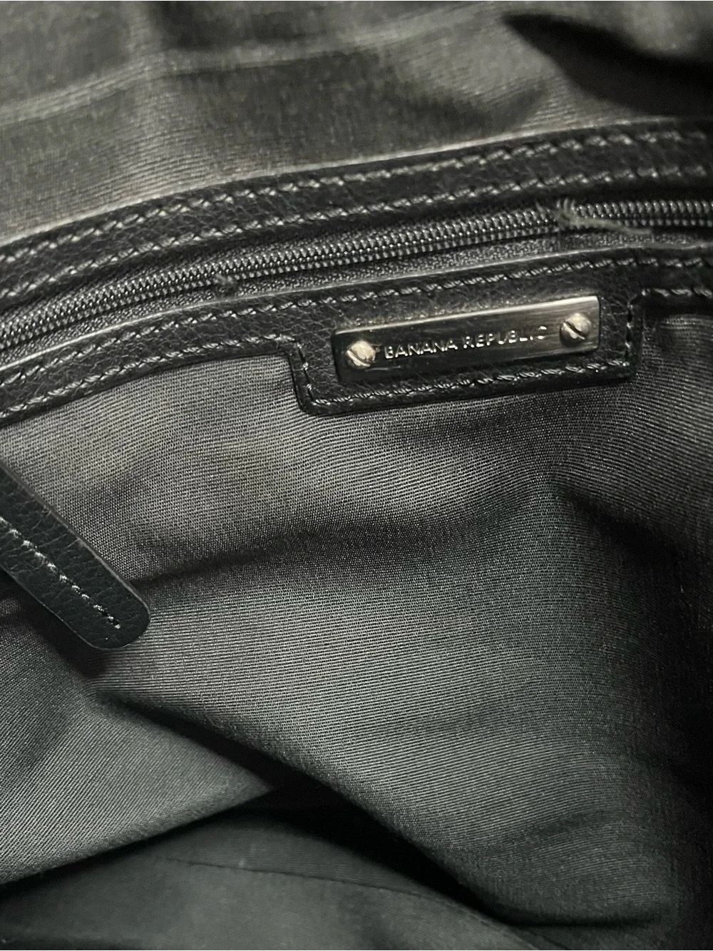 Banana Republic Black Nylon Canvas & Leather Messenger Bag